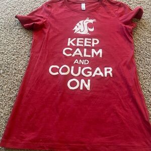 Keep Calm and Cougar On Red Women’s Graphic Tee XL - WSU